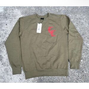 Crooks And Castles Medium Olive Graphic Print Crewneck Sweater M NWT